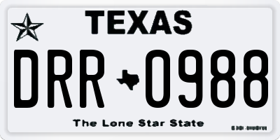 TX license plate DRR0988