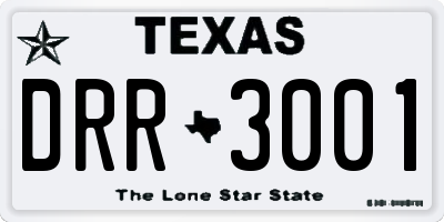 TX license plate DRR3001
