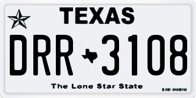 TX license plate DRR3108