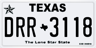 TX license plate DRR3118