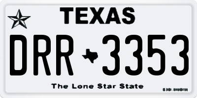 TX license plate DRR3353