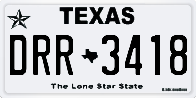 TX license plate DRR3418