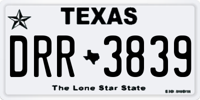 TX license plate DRR3839