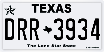 TX license plate DRR3934
