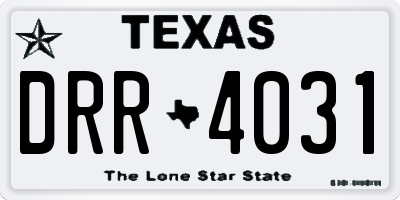 TX license plate DRR4031