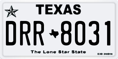 TX license plate DRR8031