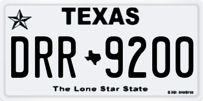 TX license plate DRR9200