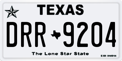 TX license plate DRR9204