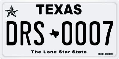 TX license plate DRS0007