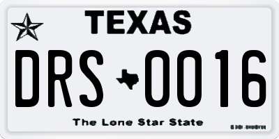 TX license plate DRS0016