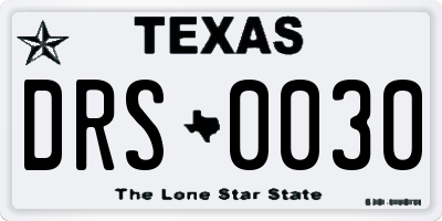 TX license plate DRS0030