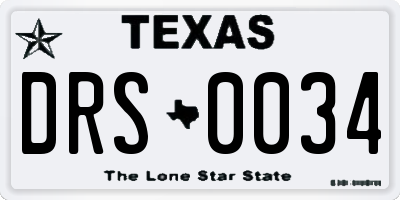TX license plate DRS0034