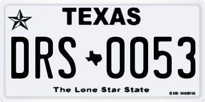 TX license plate DRS0053