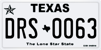 TX license plate DRS0063