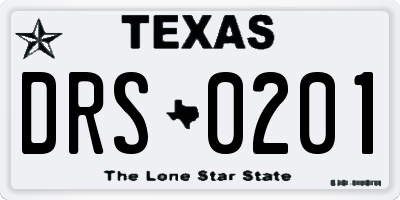 TX license plate DRS0201