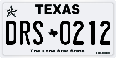TX license plate DRS0212
