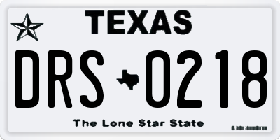 TX license plate DRS0218