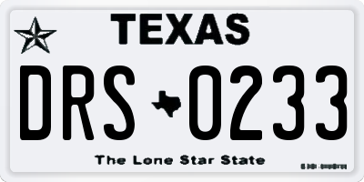 TX license plate DRS0233