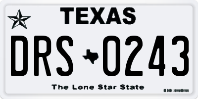 TX license plate DRS0243