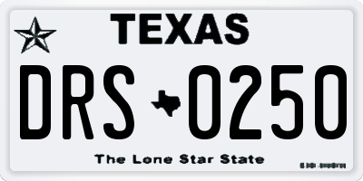 TX license plate DRS0250