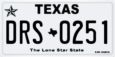TX license plate DRS0251