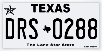 TX license plate DRS0288