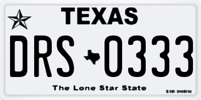 TX license plate DRS0333