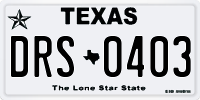 TX license plate DRS0403