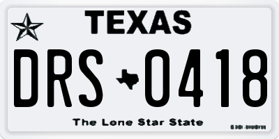 TX license plate DRS0418
