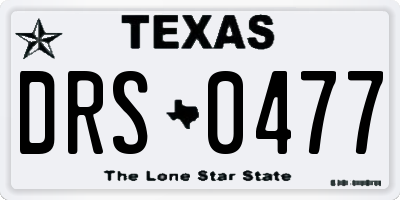 TX license plate DRS0477