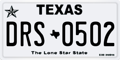 TX license plate DRS0502