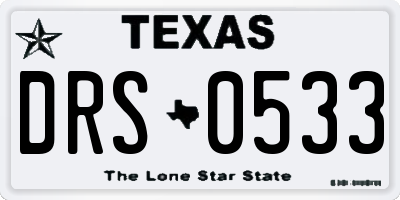 TX license plate DRS0533