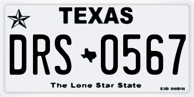 TX license plate DRS0567