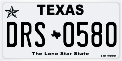 TX license plate DRS0580