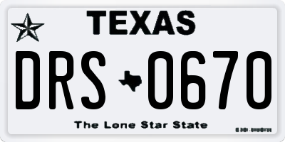 TX license plate DRS0670