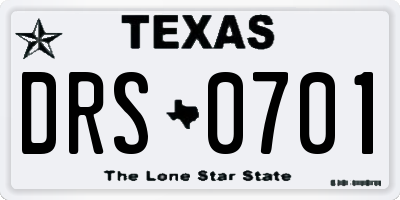 TX license plate DRS0701