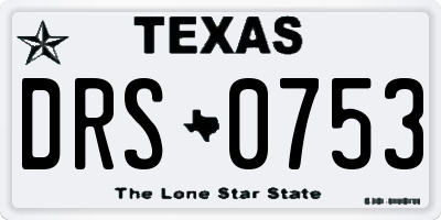 TX license plate DRS0753