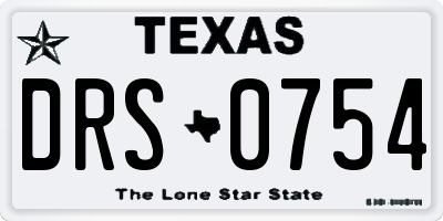 TX license plate DRS0754