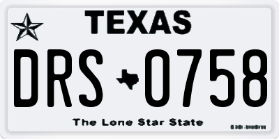 TX license plate DRS0758
