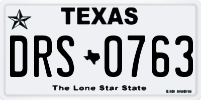 TX license plate DRS0763