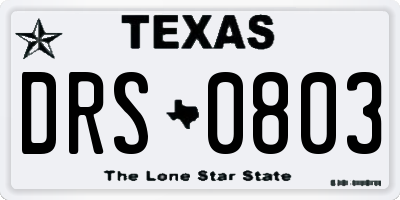 TX license plate DRS0803
