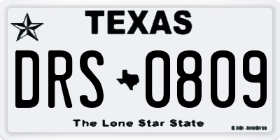 TX license plate DRS0809