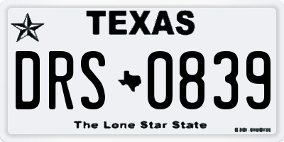 TX license plate DRS0839