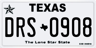 TX license plate DRS0908