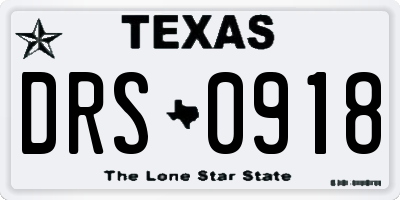 TX license plate DRS0918