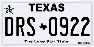 TX license plate DRS0922