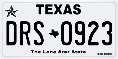 TX license plate DRS0923
