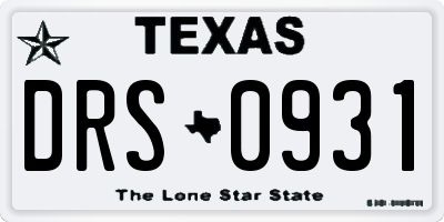 TX license plate DRS0931