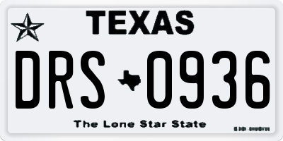 TX license plate DRS0936