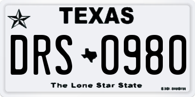 TX license plate DRS0980